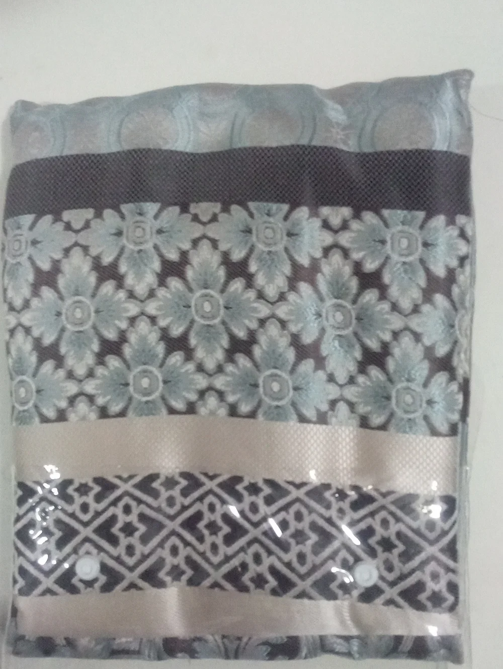 Madison Park Aqua and Brown Damask Shower Curtain NWT $54.99